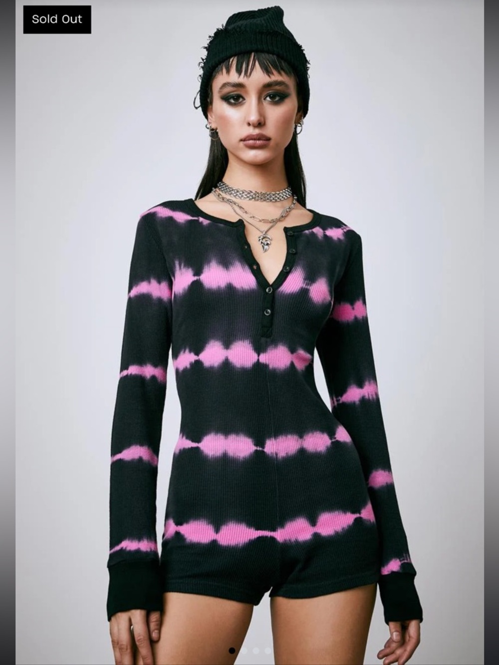 Current Mood Tie-Dye Long Sleeve Sleep Romper
